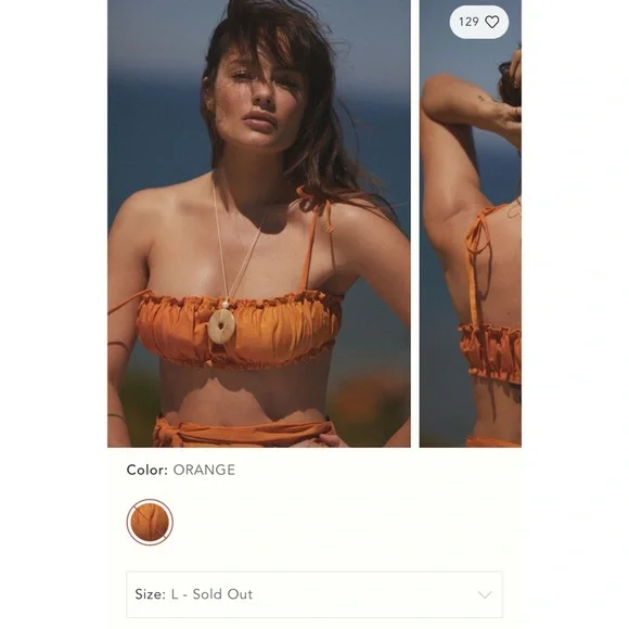 Anthropologie SIGAL Wrap Circle Skirt with Ruched Bandeau Top set in orange - L - Picture 4 of 11